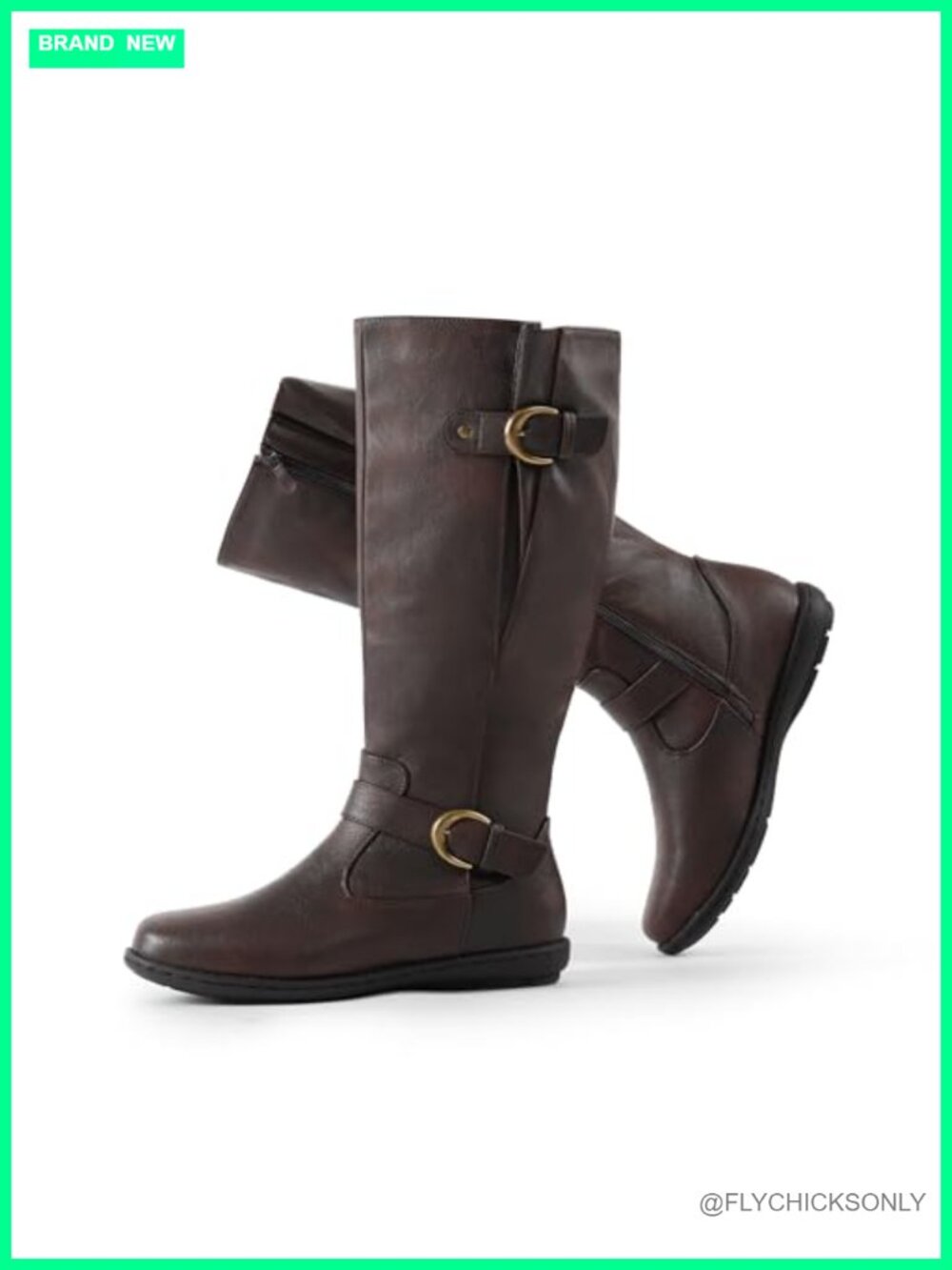 Women's Wide Calf Flat Knee High Boots Faux Fur Lined Zip Closure